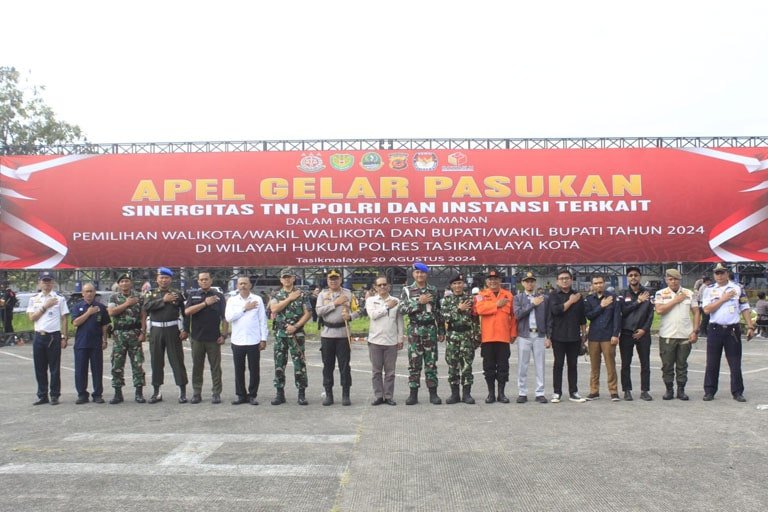 Demi Terciptanta Pilkada Yang Aman, TNI-POLRI di Tasikmalaya Melaksanakan Apel bersama Instansi Terkait