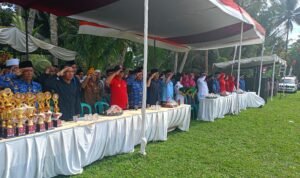 Poto: Seluruh lnstansi yang ada di Kecamatan Pancatengah menghadiri pelaksanaan upacara bendera HUT-RI ke-79