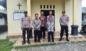 Berikan Rasa Nyaman, Polsek Lakbok Polres Ciamis Siagakan Personel PAM di Ibadah Minggu GKKI Lakbok