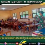 Satgas Pamtas Yonif 726/Tml Berikan Pelatihan Dasar Pramuka Kepada Siswa-Siswi SMP Negeri 3 Muting