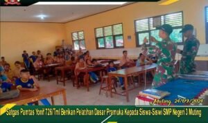 Satgas Pamtas Yonif 726/Tml Berikan Pelatihan Dasar Pramuka Kepada Siswa-Siswi SMP Negeri 3 Muting Satgas Pamtas Yonif 726/Tml Berikan Pelatihan Dasar Pramuka Kepada Siswa-Siswi SMP Negeri 3 Muting