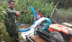 Melalui Program Pompanisasi, Babinsa Desa Kebunduren bantu Petani Mengairi Sawah