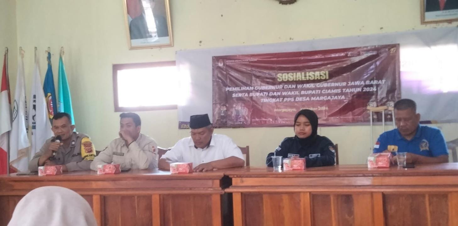 Polsek Sukadana Polres Ciamis Hadiri Sosialisasi Pilkada Serentak 2024 Tingkat PPS Desa Margajaya