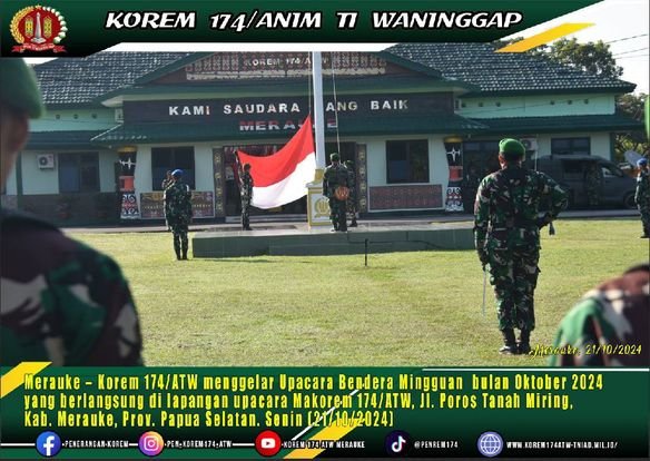 Korem 174/ATW Gelar Upacara Bendera Mingguan Bulan Oktober 2024