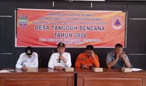 Polsek Cijeungjing Polres Ciamis Hadiri Sosialisasi Mitigasi Bencana di Desa Dewasari