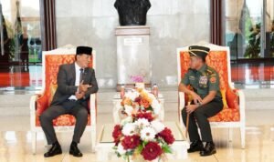 Panglima TNI Terima Kunjungan Menteri Pertahanan  RI di Mabes TNI