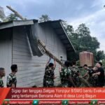 Sigap dan tanggap Satgas Yonzipur 8/SMG bantu Evakuasi Warga yang terdampak Bencana Alam di desa Long Bagun