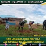 CINTA LINGKUNGAN SATGAS YONIF 144/JY AJAK MASYARAKAT MELAKSANAKAN PENGHIJAUAN