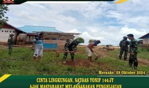 CINTA LINGKUNGAN SATGAS YONIF 144/JY AJAK MASYARAKAT MELAKSANAKAN PENGHIJAUAN