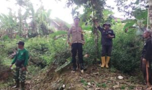 Polsek Cisaga Polres Ciamis Proses Pengukuran Tanah Program PTSL di Desa Tanjungjaya