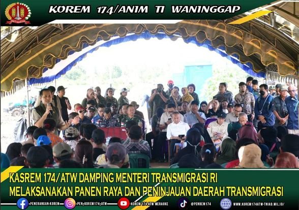 KASREM 174/ATW DAMPING MENTERI TRANSMIGRASI RI MELAKSANAKAN PANEN RAYA DAN PENINJAUAN DAERAH TRANSMIGRASI