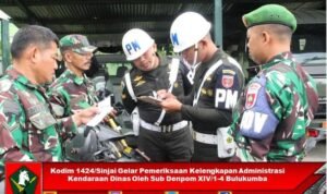 Kodim 1424/Sinjai Gelar Pemeriksaan Kelengkapan Administrasi Kendaraan Dinas Oleh Sub Denpom XIV/1-4 Bulukumba