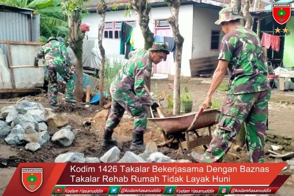 Kodim 1426 Takalar Bekerjasama Dengan Baznas Takalar Rehab Rumah Tidak Layak Huni