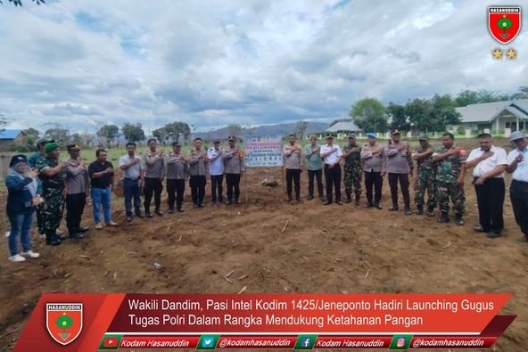 Wakili Dandim Pasi Intel Kodim 1425/Jeneponto Hadiri Launching Gugus Tugas Polri Dalam Rangka Mendukung Ketahanan Pangan