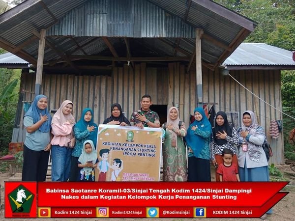 Babinsa Saotanre Koramil-03/Sinjai Tengah Kodim 1424/Sinjai Dampingi Nakes dalam Kegiatan Kelompok Kerja Penanganan Stunting