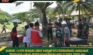 DANREM 174/ATW BERSAMA ASREN KASDAM XVII/CENDERAWASIH LAKSANAKAN PENINJAUAN LOKASI PERENCANAAN SATUAN BARU DI PAPUA TAHUN 2024