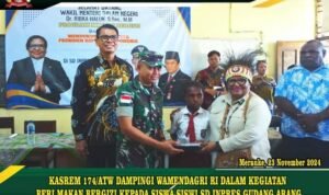 KASREM 174/ATW DAMPINGI WAMENDAGRI RI DALAM KEGIATAN BERI MAKAN BERGIZI KEPADA SISWA SISWI SD INPRES GUDANG ARANG KASREM 174/ATW DAMPINGI WAMENDAGRI RI DALAM KEGIATAN BERI MAKAN BERGIZI KEPADA SISWA SISWI SD INPRES GUDANG ARANG