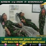 BENTUK KEPEDULIAN, SATGAS YONIF 144/JY BANTU WARGA YANG MEMBUTUHKAN DONOR DARAH