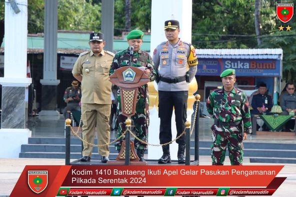 Kodim 1410 Bantaeng Ikuti Apel Gelar Pasukan Pengamanan Pilkada Serentak 2024