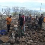 Tanamkan Jiwa Gotong Royong Babinsa Koramil 05/Solor Bantu Pembangunan Rumah Masyarakat. 