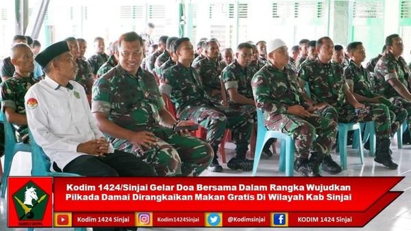 Kodim 1424/Sinjai Gelar Doa Bersama Dalam Rangka Wujudkan Pilkada Damai Dirangkaikan Makan Gratis Di Wilayah Kab Sinjai 