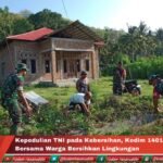 Kepedulian TNI pada Kebersihan Kodim 1401/Majene Bersama Warga Bersihkan Lingkungan
