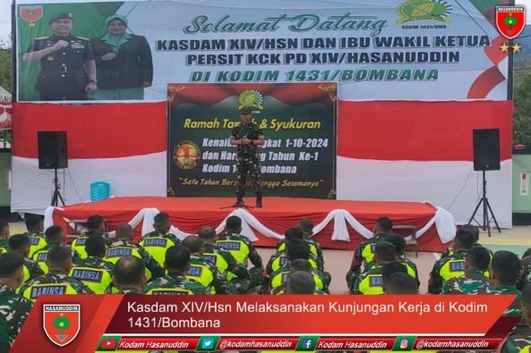 Kasdam XIV/Hsn Melaksanakan Kunjungan Kerja di Kodim 1431/Bombana