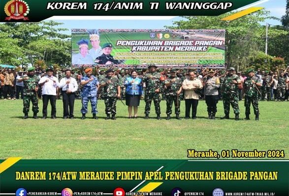 DANREM 174/ATW MERAUKE PIMPIN APEL PENGUKUHAN BRIGADE PANGAN