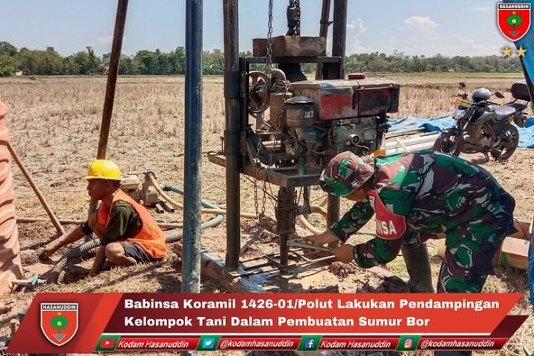 Babinsa Koramil 1426-01/Polut Lakukan Pendampingan Kelompok Tani Dalam Pembuatan Sumur Bor