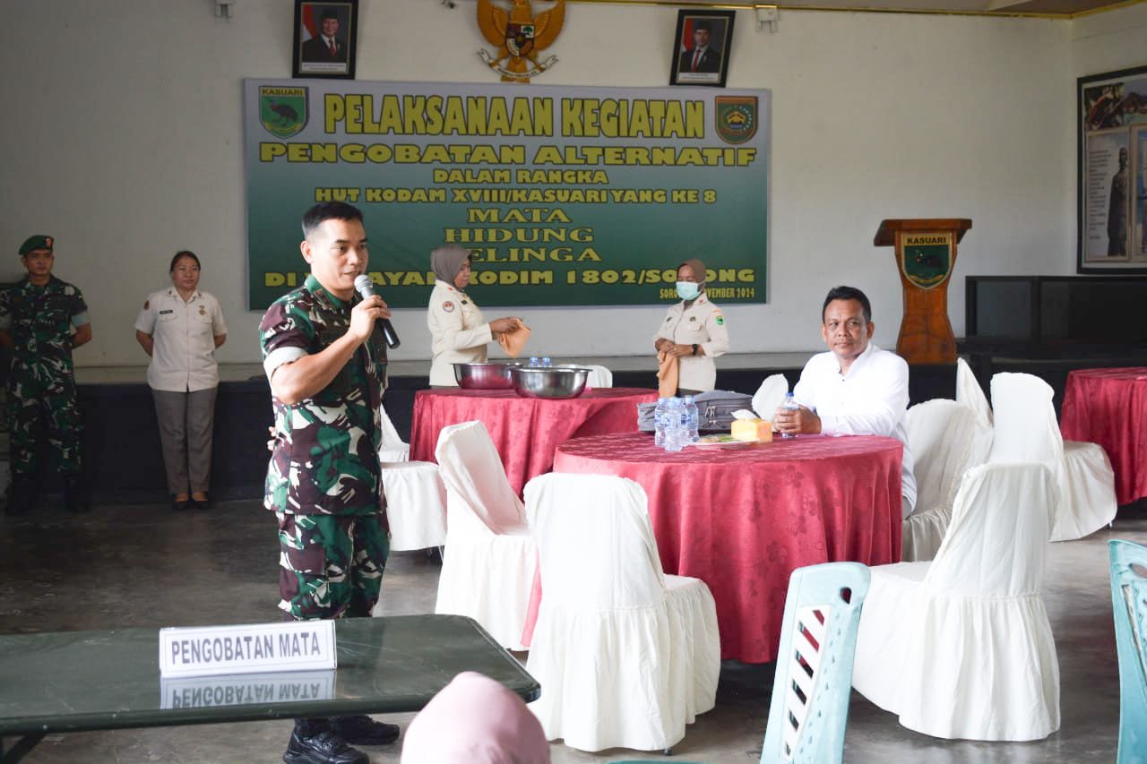 Bakti Kesehatan Pengobatan Alternatif Kepada Masyarakat Wilayah Kodim 1802/Sorong.