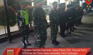 Tingkatkan Stabilitas Keamanan Jelang Pilkada 2024 Personel Kodim 1409/Gowa dan Polres Gowa Laksanakan Patroli Gabungan