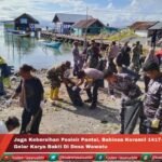 Jaga Kebersihan Pesisir Pantai Babinsa Koramil 1417-10/Moramo Gelar Karya Bakti Di Desa Wawatu