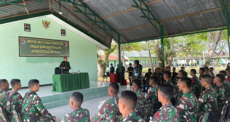 Danrindam XVIII/Ksr Resmi Buka UST Tingkat Kompi Yonzipur 20/PPA Kodam XVIII/Ksr TA 2024