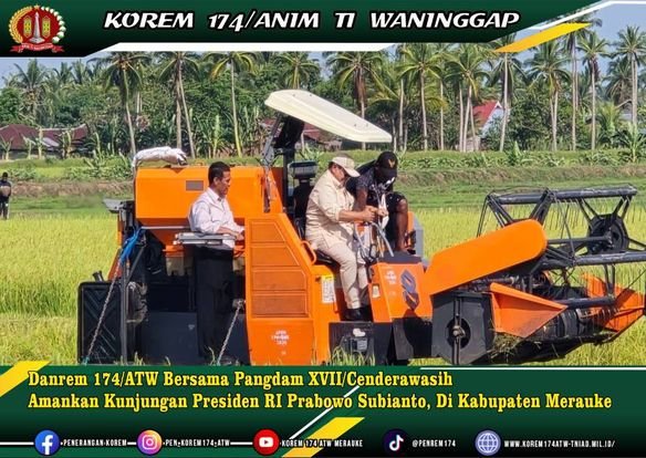 Danrem 174/ATW Bersama Pangdam XVII/Cenderawasih Amankan Kunjungan Presiden RI Prabowo Subianto Di Kabupaten Merauke