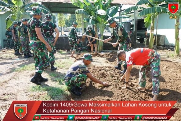Kodim 1409/Gowa Maksimalkan Lahan Kosong untuk Ketahanan Pangan Nasional