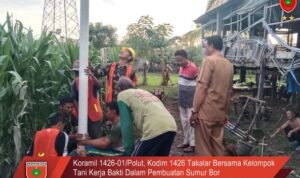 Koramil 1426-01/Polut Kodim 1426 Takalar Bersama Kelompok Tani Kerja Bakti Dalam Pembuatan Sumur Bor