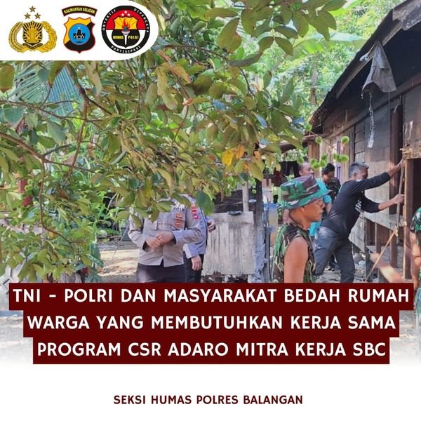 TNI Polri dan Masyarakat Bersinergi dalam Program Bedah Rumah di Paringin Timur