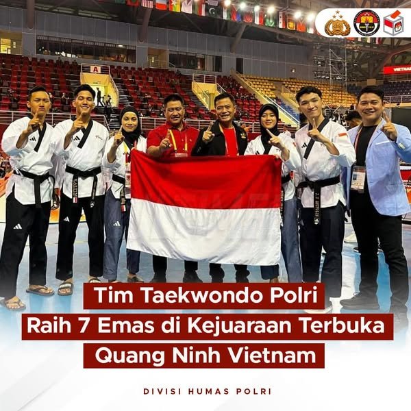 TIM TAEKWONDO POLRI RAIH 7 EMAS DI KEJUARAAN TERBUKA QUANG NINH VIETNAM