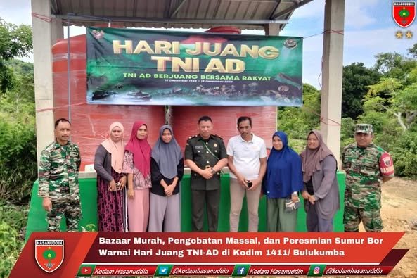 Bazaar Murah Pengobatan Massal dan Peresmian Sumur Bor Warnai Hari Juang TNI-AD di Kodim 1411/ Bulukumba