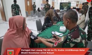 Peringati Hari Juang TNI AD ke-79 Kodim 1418/Mamuju Gelar Bhakti Kesehatan untuk Rakyat