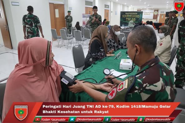 Peringati Hari Juang TNI AD ke-79 Kodim 1418/Mamuju Gelar Bhakti Kesehatan untuk Rakyat