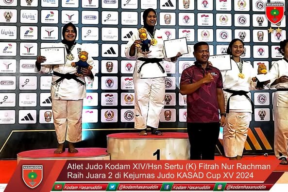 Atlet Judo Kodam XIV/Hsn Sertu (K) Fitrah Nur Rachman Raih Juara 2 di Kejurnas Judo KASAD Cup XV 2024