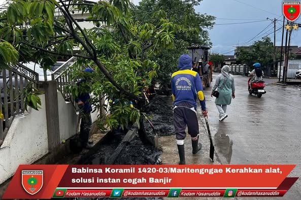 Babinsa Koramil 1420-03/Maritengngae Kerahkan alat solusi instan cegah Banjir