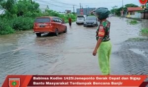 Babinsa Kodim 1425/Jeneponto Gerak Cepat dan Sigap Bantu Masyarakat Terdampak Bencana Banjir