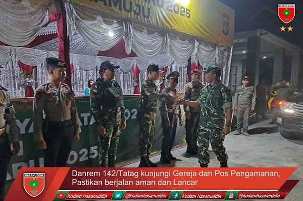 Danrem 142/Tatag kunjungi Gereja dan Pos Pengamanan Pastikan berjalan aman dan Lancar