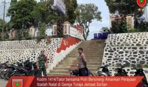 Kodim 1414/Tator bersama Polri Bersinergi Amankan Perayaan Ibadah Natal di Gereja Toraja Jemaat Sa’dan