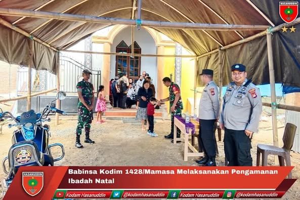 Babinsa Kodim 1428/Mamasa Melaksanakan Pengamanan Ibadah Natal