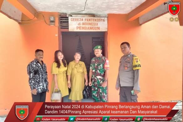Perayaan Natal 2024 di Kabupaten Pinrang Berlangsung Aman dan Damai Dandim 1404/Pinrang Apresiasi Aparat keamanan Dan Masyarakat