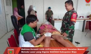 Babinsa Koramil 1406-10/Pitumpanua Hadiri Sunatan Massal Metode Laser yang Digelar BAZNAS Kabupaten Wajo