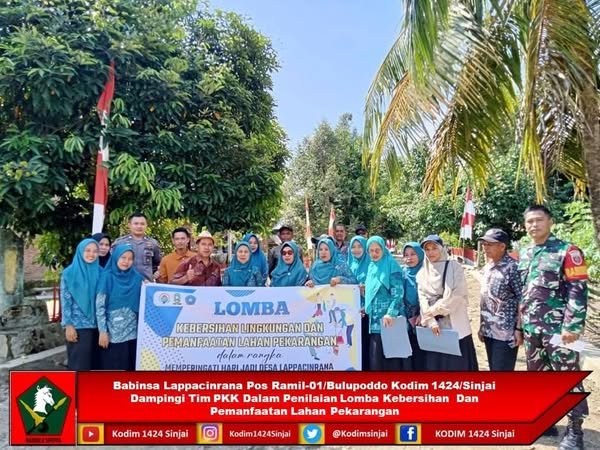 Babinsa Lappacinrana Pos Ramil-01/Bulupoddo Kodim 1424/Sinjai Dampingi Tim PKK Dalam Penilaian Lomba Kebersihan Dan Pemanfaatan Lahan Pekarangan